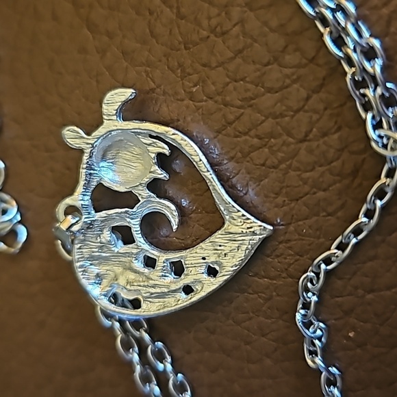 Mermaidcore Turtle Floral Heart Pendant Chain Necklace - Picture 5 of 5